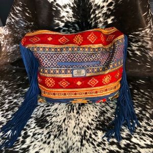 Southwestern blue fringe purse